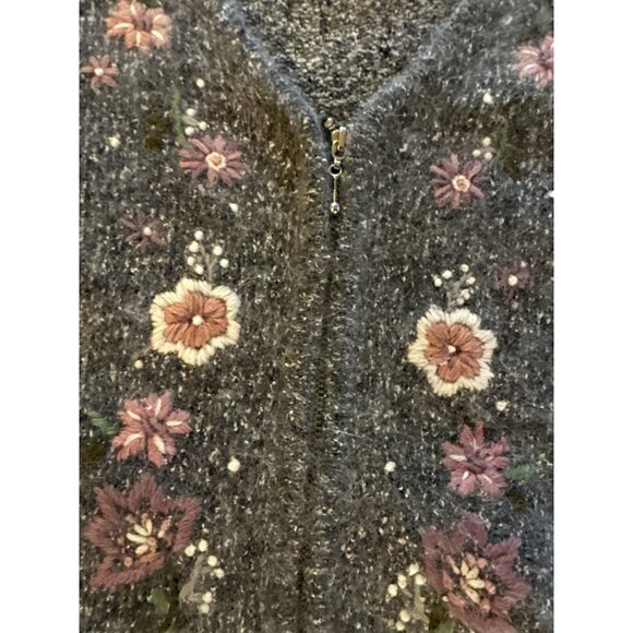 Dress Barn Silk/Nylon/Angora/Lambswool Blend Embroidered Zip-up Sweater Size S - Picture 5 of 7